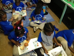 Students reading in the closet-turned-library at Stanton Elementary School in Washington, DC. Learn more at: enjoyreading.org